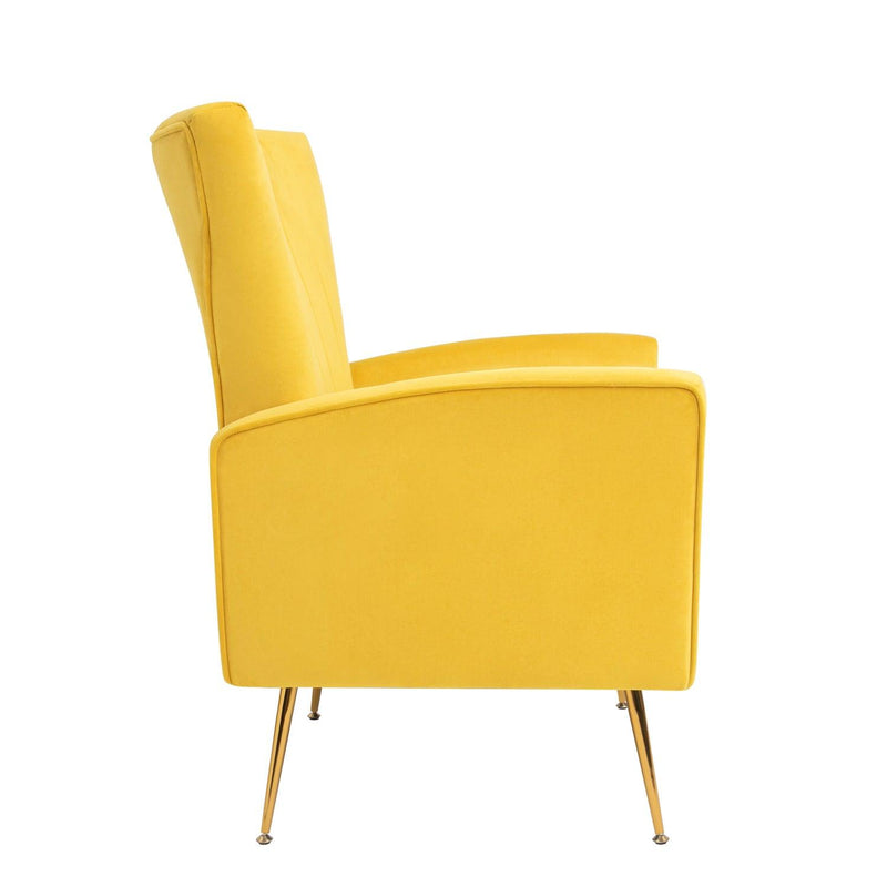 Velvet Accent Chair, Wingback Arm Chair with Gold Legs, Upholstered Single Sofa for Living Room Bedroom - Urban Living Furniture (Los Angeles, CA)