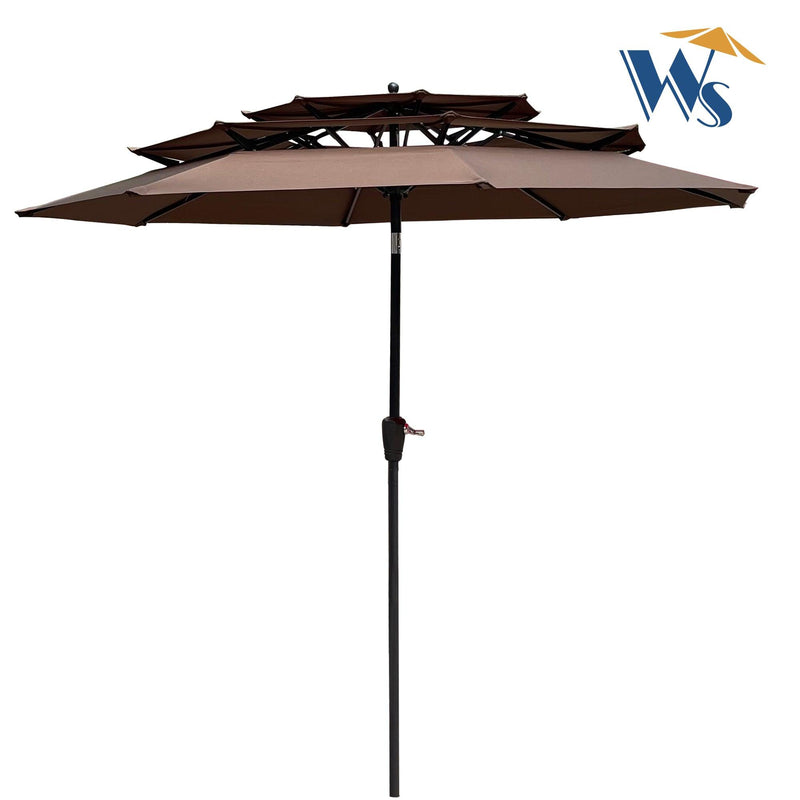 9Ft 3-Tiers Outdoor Patio  Umbrella with Crank and tilt and Wind Vents for Garden Deck  Backyard Pool Shade Outside Deck Swimming Pool - Urban Living Furniture (Los Angeles, CA)