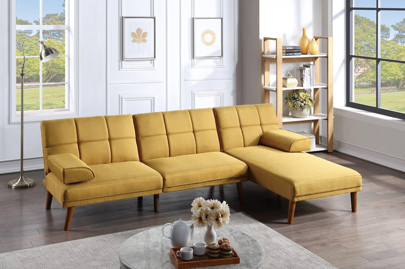 Mustard Polyfiber Adjustable Tufted Sofa Living Room Solid wood Legs Comfort Couch - Urban Living Furniture (Los Angeles, CA)