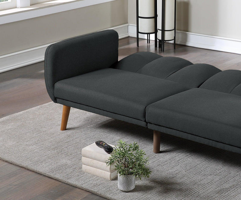 ElegantModern Sofa Black Polyfiber 1pc Sofa Convertible Bed Wooden Legs Living Room Lounge Guest Furniture - Urban Living Furniture (Los Angeles, CA)