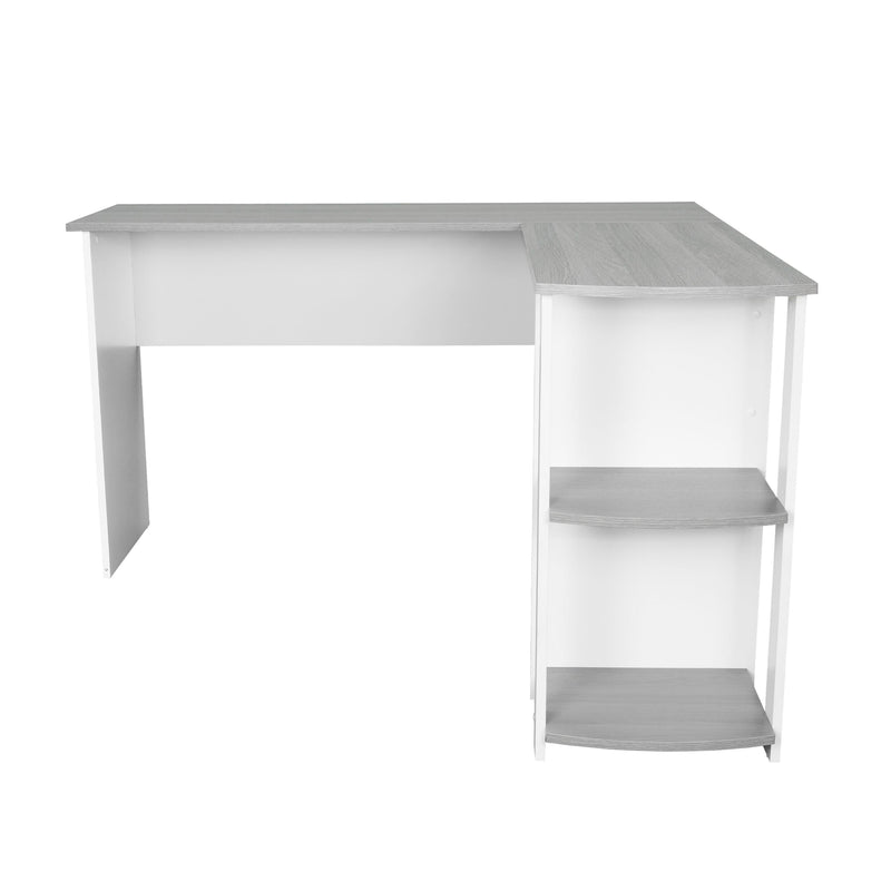 Techni MobiliModern L-Shaped Desk with Side Shelves, Grey