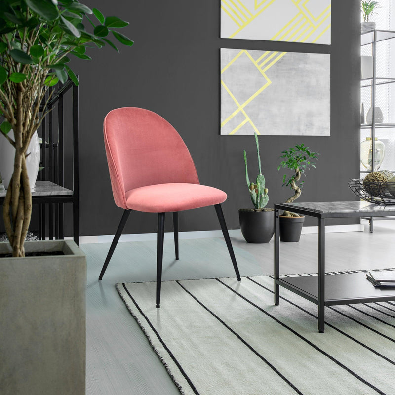 Dining Chair, Pink Velvet, Metal Black legs, Set of 2 Side Chairs - Urban Living Furniture (Los Angeles, CA)