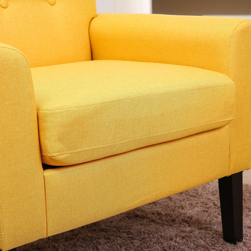 Fabric Accent Chair for Living Room, Bedroom Button Tufted Upholstered Comfy Reading Accent Chairs Sofa (Yellow) - Urban Living Furniture (Los Angeles, CA)