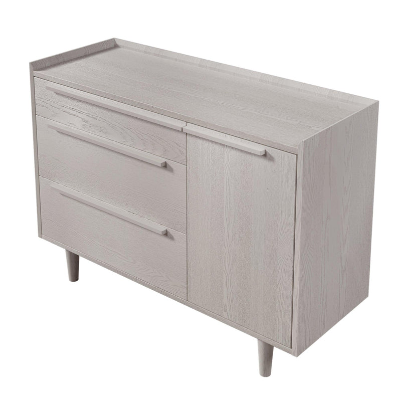 Modern Style Manufactured Wood 3-Drawer Dresser with Solid Wood Legs, Stone Gray