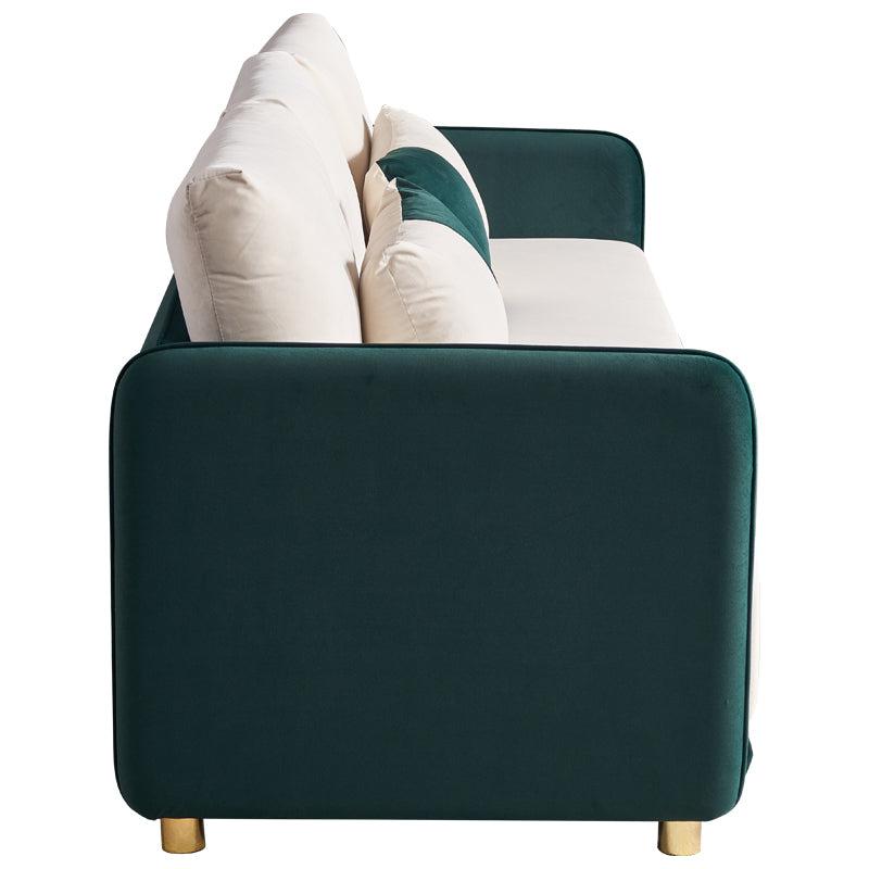 Velvet Sofa BEIGE & GREEN Color