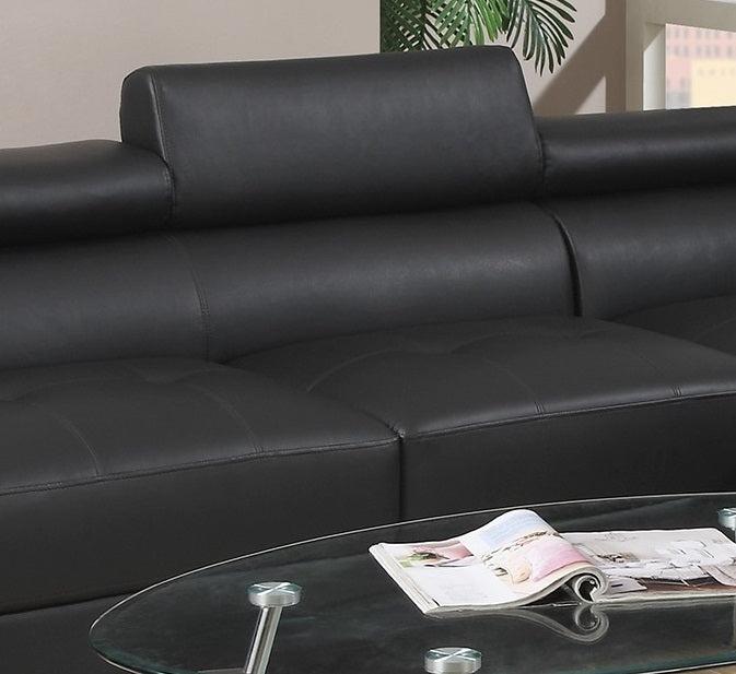 Black Color Sectional Living Room Furniture Faux Leather Adjustable Headrest Right Facing Chaise & Left Facing Sofa - Urban Living Furniture (Los Angeles, CA)