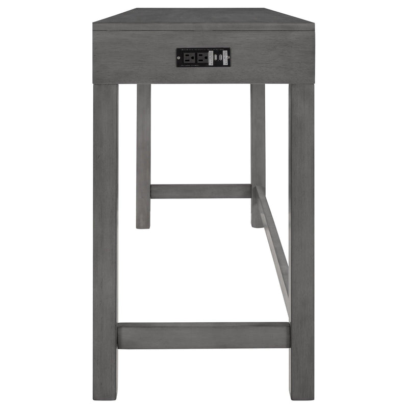 4-Piece Counter Height Table Set with Socket and Fabric Padded Stools, Gray - Urban Living Furniture (Los Angeles, CA)