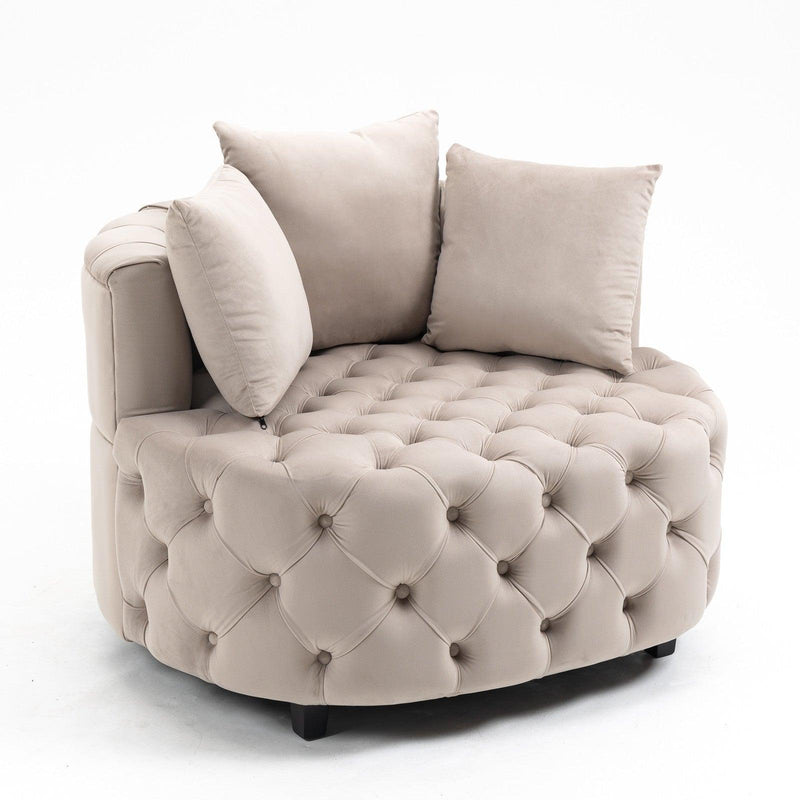 Furniture,Accent Chair / Classical Barrel Chair for living room /Modern Leisure Sofa Chair (Khaki)