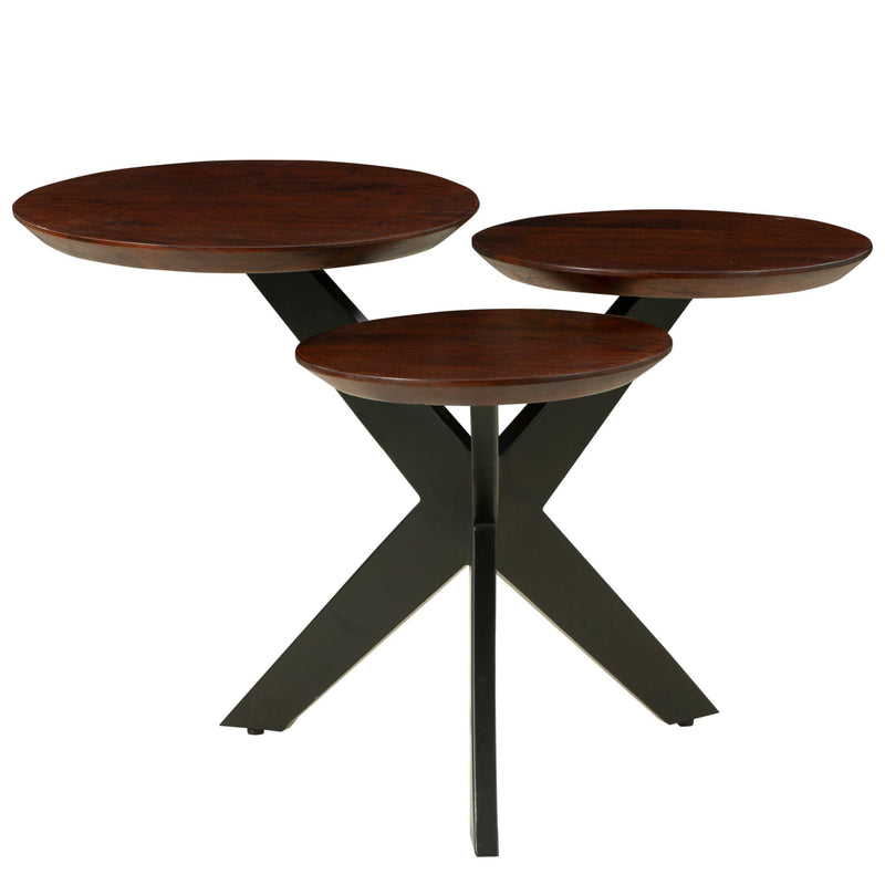 Modern Coffee Table with 3 Tier Wooden Top and Boomerang Legs, Brown and Black - Urban Living Furniture (Los Angeles, CA)