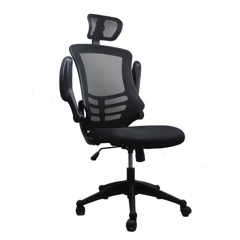 Techni MobiliModern High-Back Mesh Executive Office Chair with Headrest and Flip-Up Arms, Black