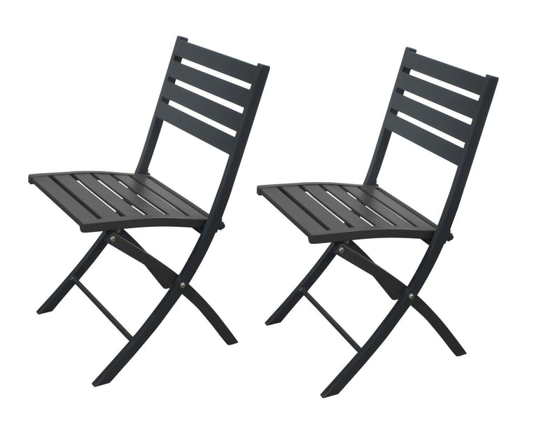 2PCS Outdoor Indoor Folding Chairs Aluminum Patio Dining Chairs, Grey