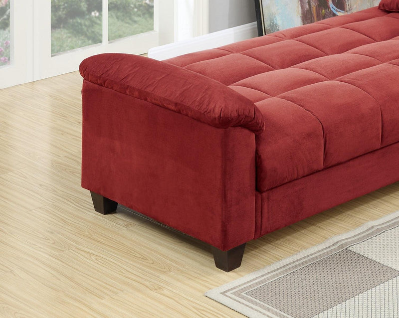 Contemporary Living Room Adjustable Sofa Red Color Microfiber PlushStorage Couch 1pc Futon Sofa w Pillows - Urban Living Furniture (Los Angeles, CA)