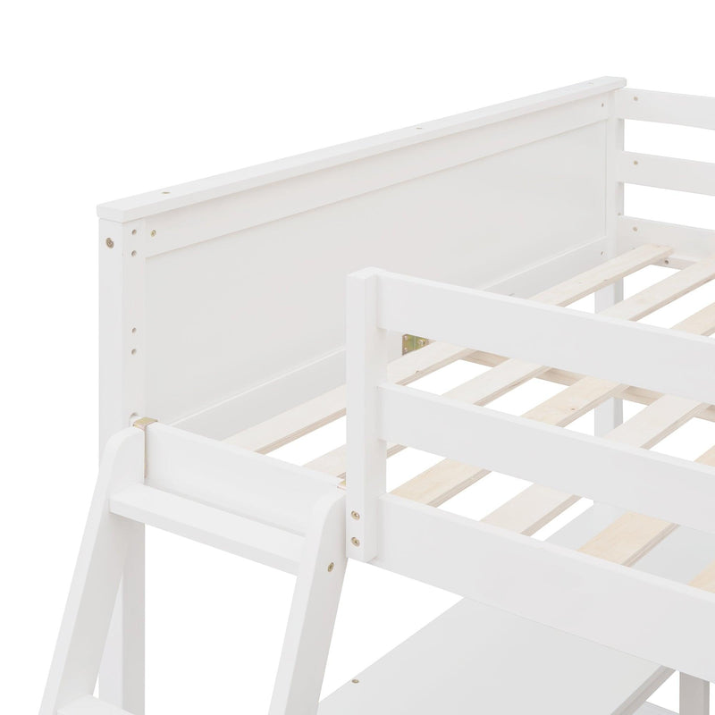 Full size Loft Bed with Shelves and Desk, Wooden Loft Bed with Desk - White - Urban Living Furniture (Los Angeles, CA)