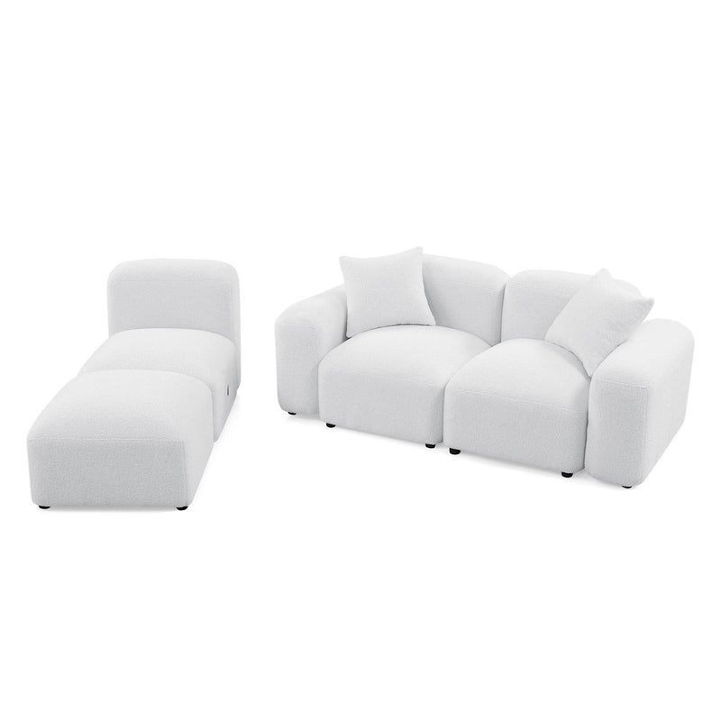 L-Shape Modular Sectional Sofa, DIY Combination,Teddy Fabric,White - Urban Living Furniture (Los Angeles, CA)