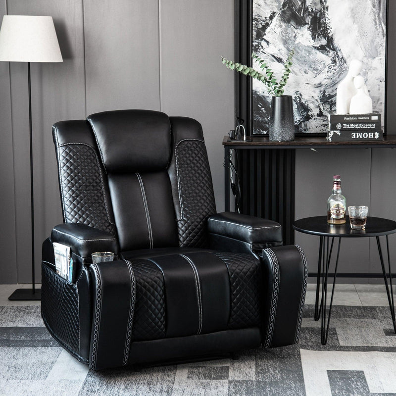 Living Room Faux Leather Heated Theater Recliner Sofa with Massage Reclining Individual Seat - Urban Living Furniture (Los Angeles, CA)