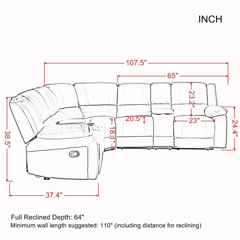 Sectional Manual Reclining Sofa GREY PU - Urban Living Furniture (Los Angeles, CA)