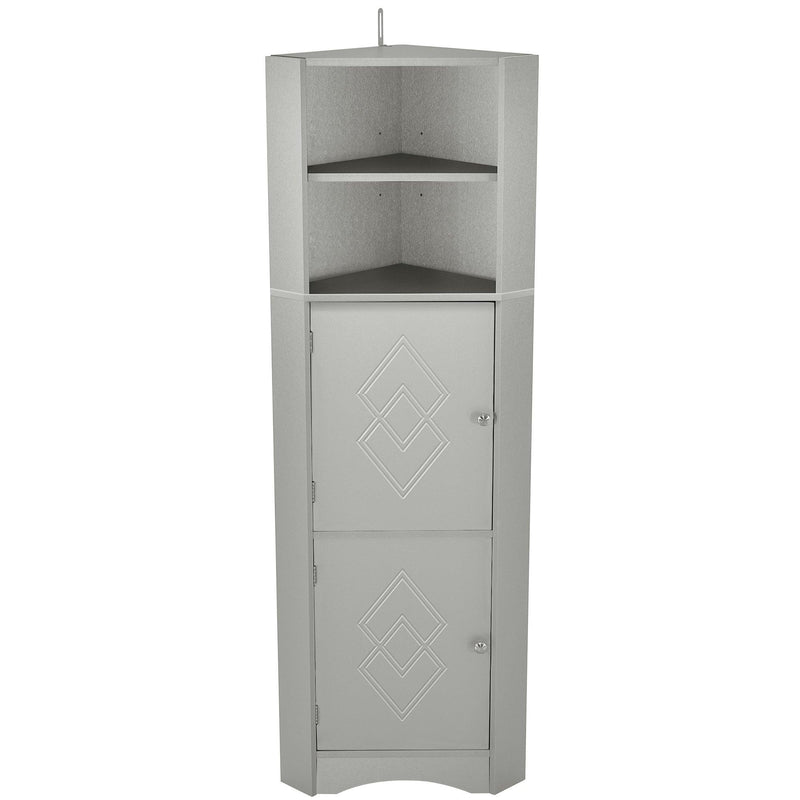 Tall Bathroom Corner Cabinet, FreestandingStorage Cabinet with Doors and Adjustable Shelves, MDF Board, Gray - Urban Living Furniture (Los Angeles, CA)