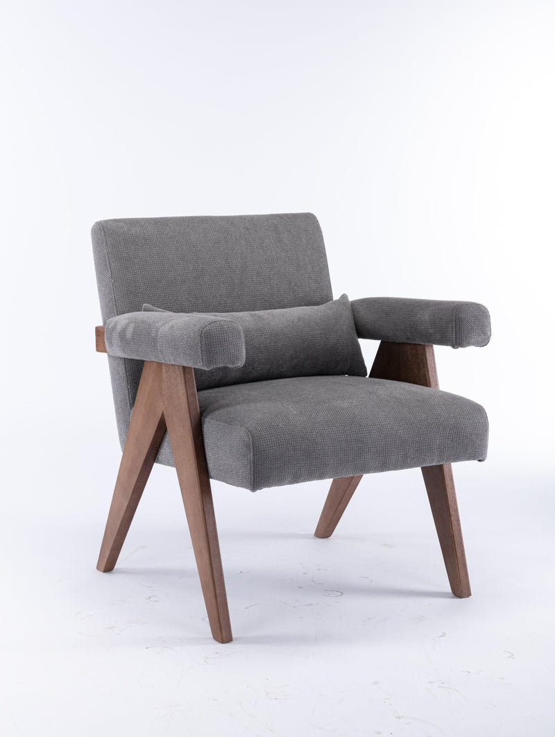 Accent chair, KD rubber wood legs with Walnut finish. Fabric cover the seat. With a cushion.Grey - Urban Living Furniture (Los Angeles, CA)