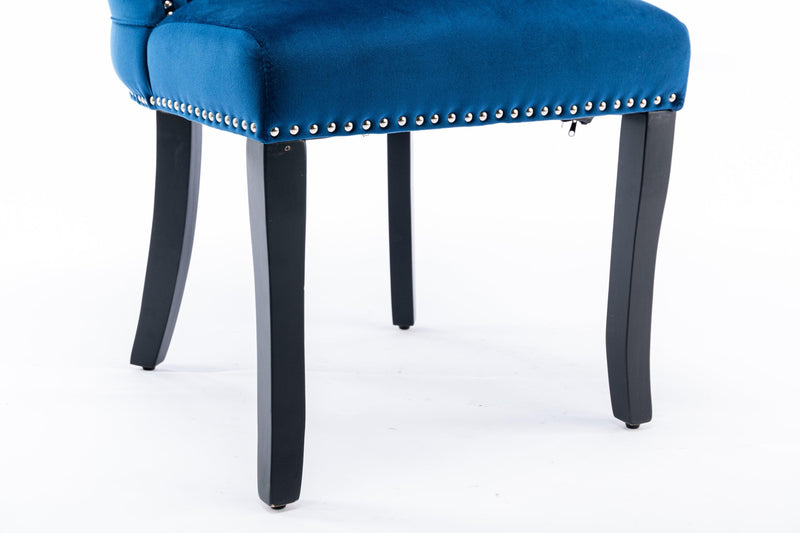 Set of 2 upholstered wing-back dining chair with backstitching nailhead trim and solid wood legs Blue - Urban Living Furniture (Los Angeles, CA)