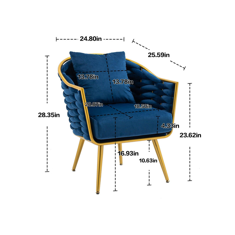 Velvet Accent ChairModern Upholstered Armchair Tufted Chair with Metal Frame, Single Leisure Chairs  for Living Room Bedroom Office Balcony - Urban Living Furniture (Los Angeles, CA)