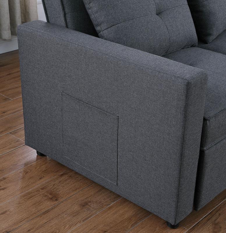 Zoey Dark Gray Linen Convertible Sleeper Sofa with Side Pocket - Urban Living Furniture (Los Angeles, CA)