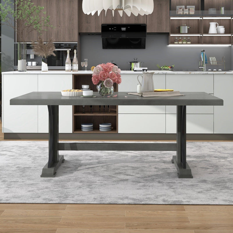 Retro Style Dining Table 78” Wood Rectangular Table, Seats up to 8 (Gray) - Urban Living Furniture (Los Angeles, CA)