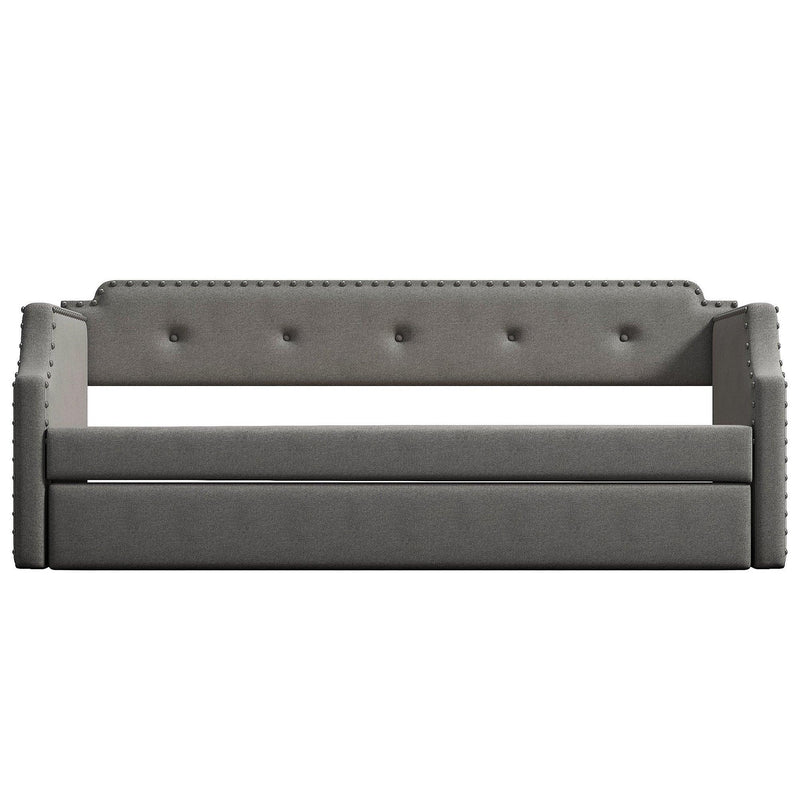 Upholstered Daybed with Trundle, Wood Slat Support,Upholstered Frame Sofa Bed , Twin,Gray - Urban Living Furniture (Los Angeles, CA)