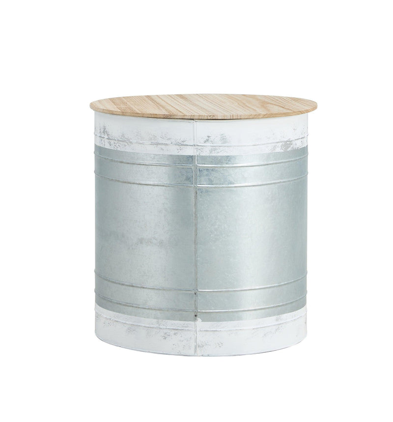 Farmhouse Rustic Distressed Metal Accent Cocktail Table with wood top-WHT, Set of 2 - Urban Living Furniture (Los Angeles, CA)