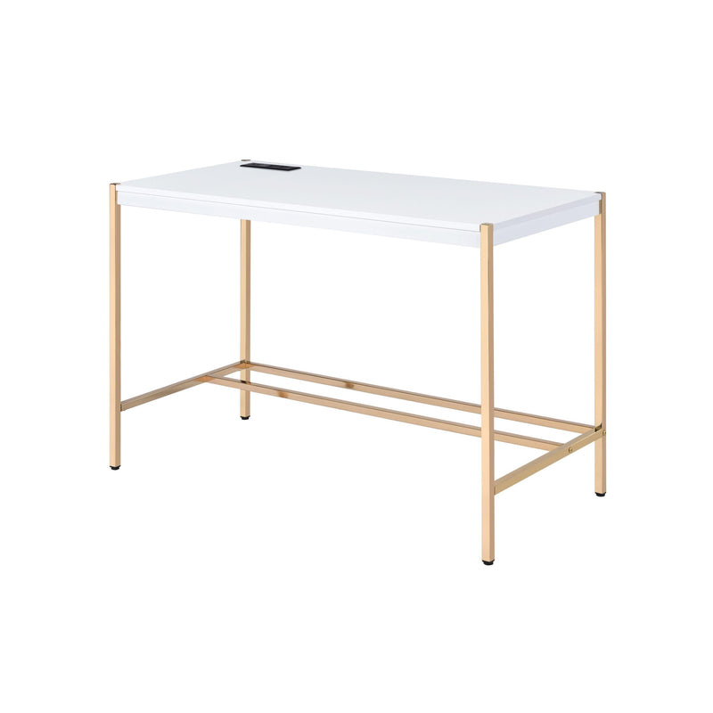 ACME Midriaks Writing Desk w/USB Port in White & Gold Finish OF00020 - Urban Living Furniture (Los Angeles, CA)