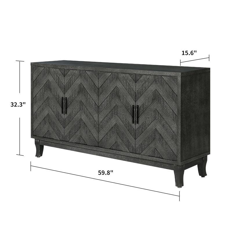 AccentStorage  4 Door Wooden Cabinets,Antique Dark Grey Colour  Wood Cabinet Vintage Style Sideboard for Living Room Dining Room Bedroom - Urban Living Furniture (Los Angeles, CA)