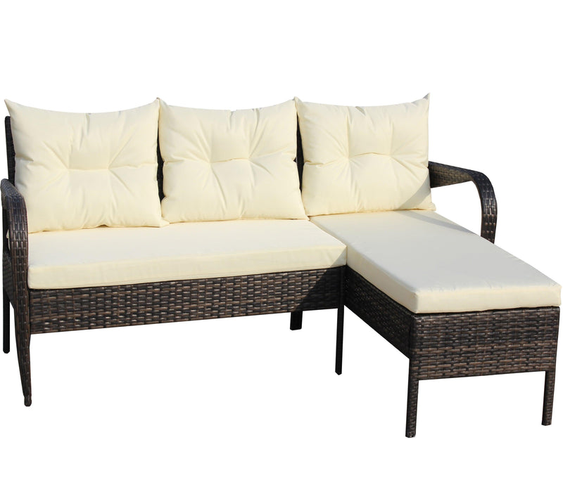 Outdoor patio Furniture sets 2 piece Conversation set wicker Ratten Sectional Sofa With Seat Cushions(Beige Cushion)
