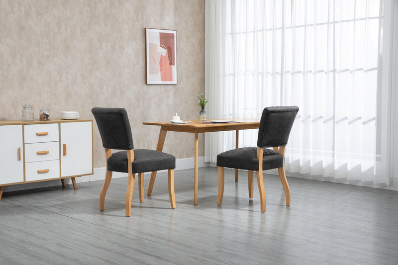 Upholstered Diamond Stitching Leathaire Dining Chair with Solid Wood Legs Gray - Urban Living Furniture (Los Angeles, CA)