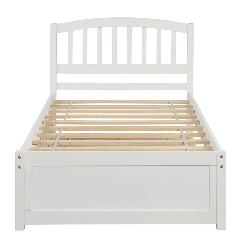 Twin size Platform Bed Wood Bed Frame with Trundle, White - Urban Living Furniture (Los Angeles, CA)