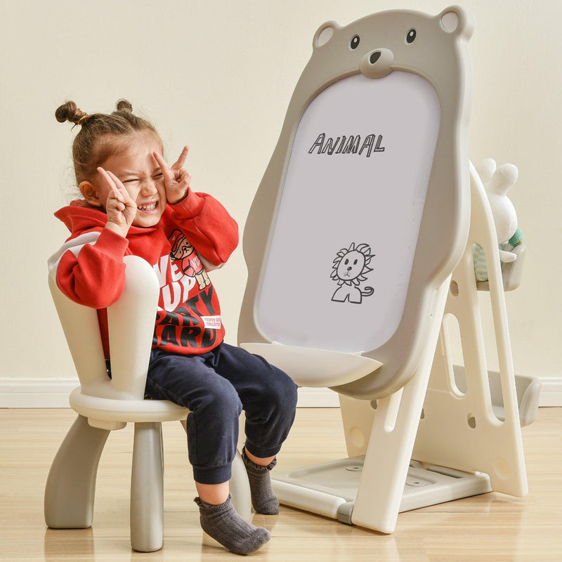 Folding Kids Art Easel with Stool and Adjustable Whiteboard, Standing Foldable Easel-Dry Erase Board with Book Shelf and Toddler Chair for Girls and Boys - Urban Living Furniture (Los Angeles, CA)