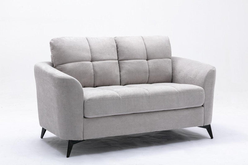 Callie Light Gray Velvet Fabric Sofa Loveseat Chair Living Room Set