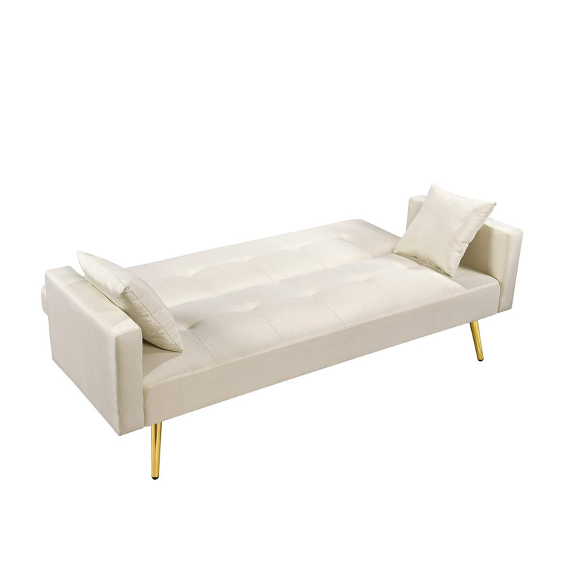 OFF WHITE  Convertible Fabric  Folding Futon Sofa Bed , Sleeper Sofa Couch for Compact Living Space.