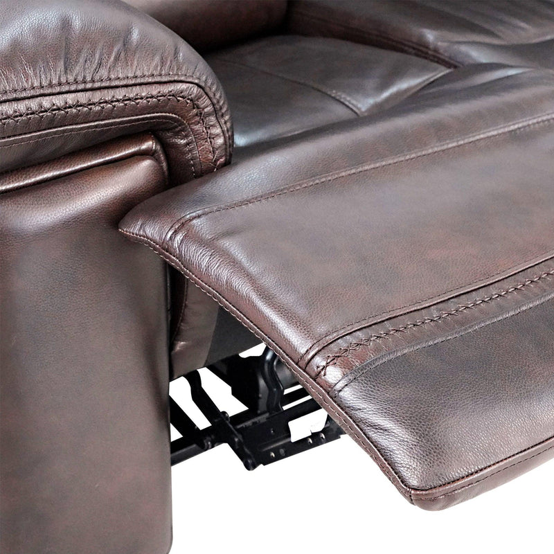 Timo Top Grain Leather Power Reclining Sofa | Adjustable Headrest | Big Size | Cross Stitching