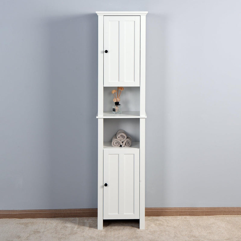 Bathroom FloorStorage Cabinet with 2 Doors Living Room Wooden Cabinet with 6 Shelves 15.75 x 11.81 x 66.93 inch