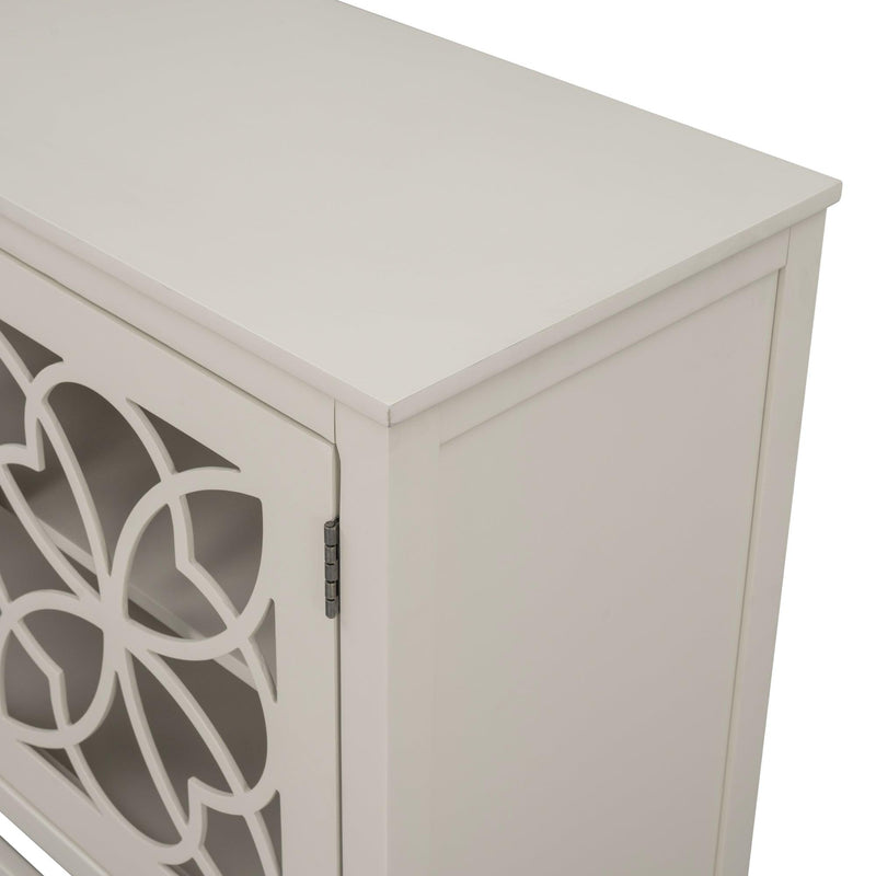 WoodStorage Cabinet with Doors and Adjustable Shelf, Entryway Kitchen Dining Room, Cream White - Urban Living Furniture (Los Angeles, CA)