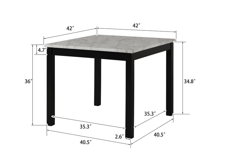 5-piece Counter Height Dining Table Set with One Faux Marble Dining Table and Four Upholstered-Seat Chairs，for Kitchen and Living room,Table : 42"L x42"Wx36"H,Chair:18.5"Wx23.2"Dx39.8"H,  Blue - Urban Living Furniture (Los Angeles, CA)