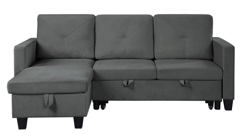 Nova Dark Gray Velvet Reversible Sleeper Sectional Sofa withStorage Chaise - Urban Living Furniture (Los Angeles, CA)