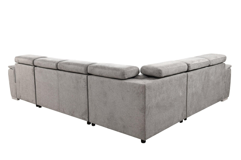 125"Modern U Shaped 7-seat Sectional Sofa Couch with Adjustable Headrest, Sofa Bed withStorage Chaise-Pull Out Couch Bed for Living Room ,Light Gray - Urban Living Furniture (Los Angeles, CA)