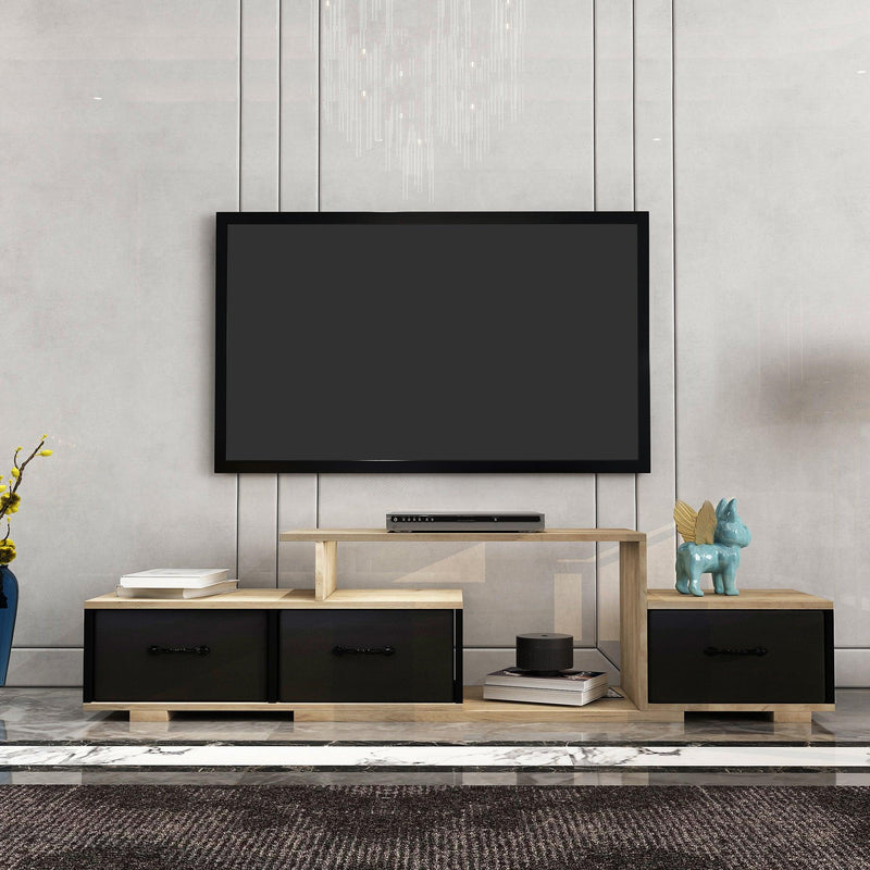 Mordern TV Stand with quick assemble,wood grain and black easy open fabrics drawers for TV Cabinet,can be assembled in Lounge Room, Living Room or Bedroom,High quality furniture - Urban Living Furniture (Los Angeles, CA)