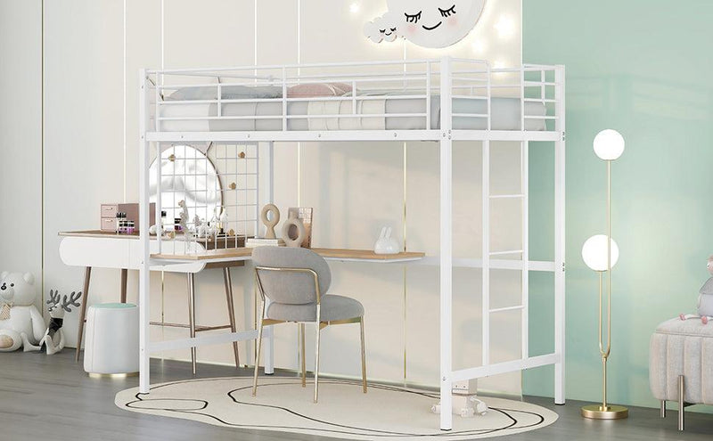 Twin Metal Loft Bed with Desk and Metal Grid,White - Urban Living Furniture (Los Angeles, CA)