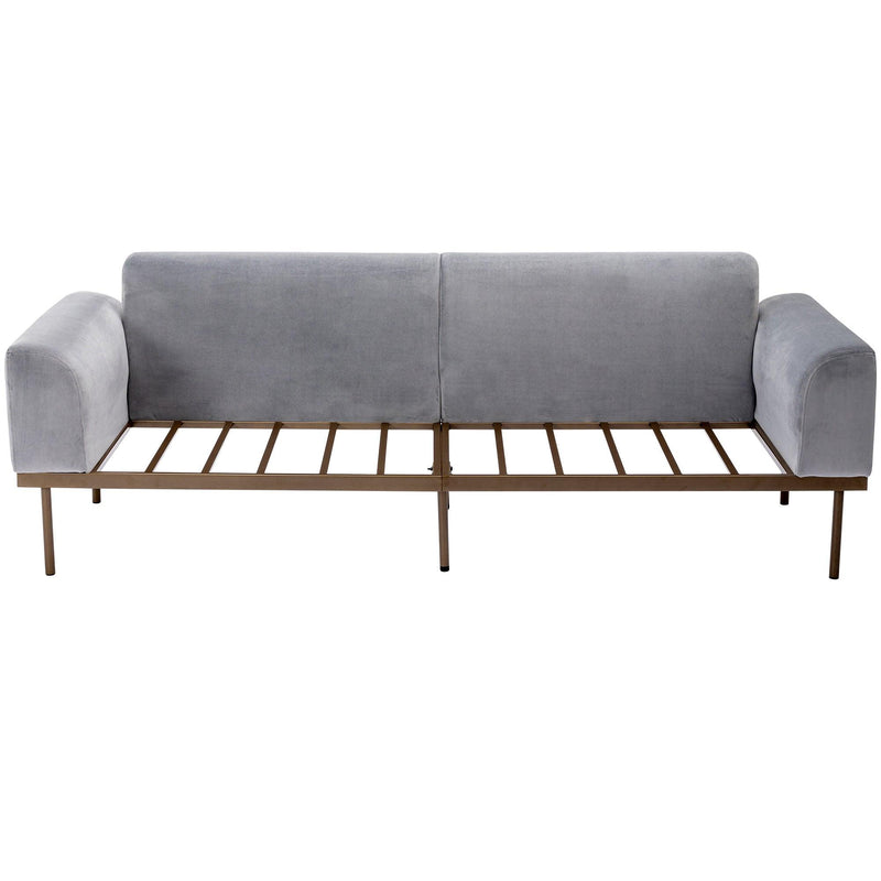 Modern Velvet Sofa with Metal Legs,Loveseat Sofa Couch with Two Pillows for Living Room and Bedroom,Grey - Urban Living Furniture (Los Angeles, CA)