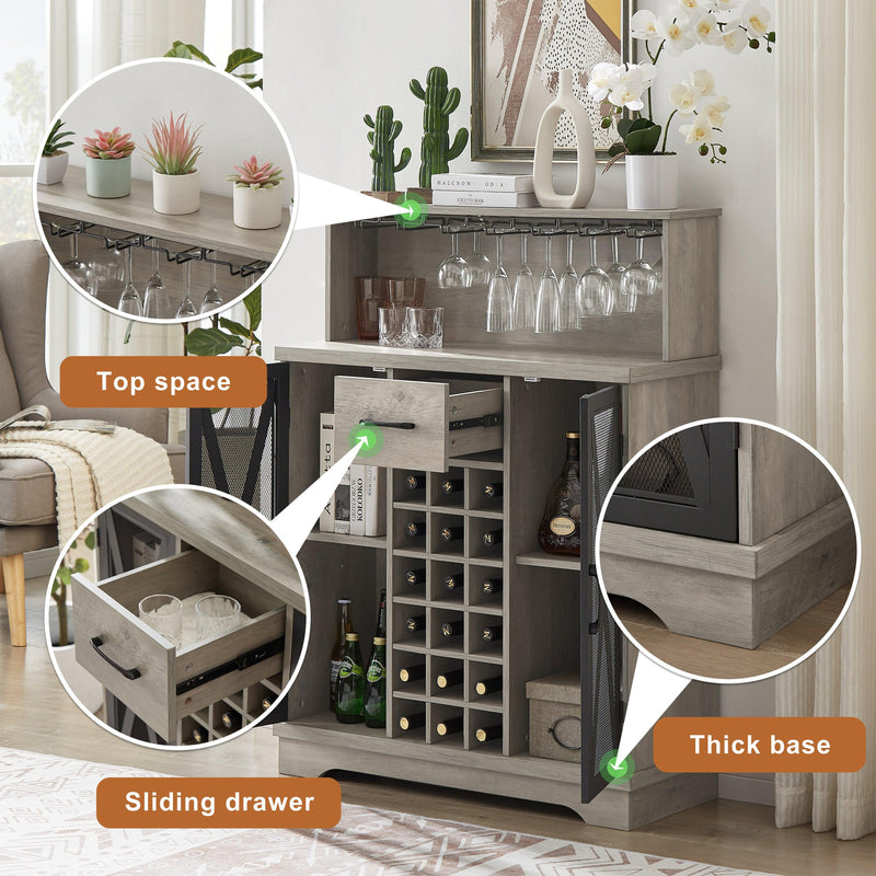 Wine cabinet （Grey，35.41’’W*13.39’’D*47.44’’H） - Urban Living Furniture (Los Angeles, CA)