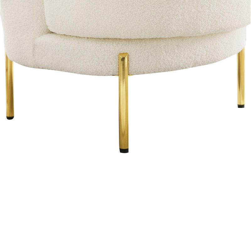 28.4"W Accent Chair Upholstered Curved Backrest Reading Chair Single Sofa Leisure Club Chair with Golden Adjustable Legs For Living Room Bedroom Dorm Room (Ivory Boucle) - Urban Living Furniture (Los Angeles, CA)