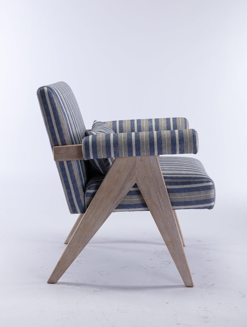 Accent chair, KD rubber wood legs with black finish. Fabric cover the seat. With a cushion.Blue Stripe - Urban Living Furniture (Los Angeles, CA)