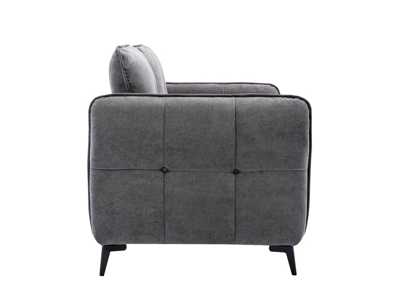 Contemporary Gray Fabric Upholstered 1pc Sofa Button-Tufted and Cushion Seat Black Metal Legs Living Room Furniture - Urban Living Furniture (Los Angeles, CA)