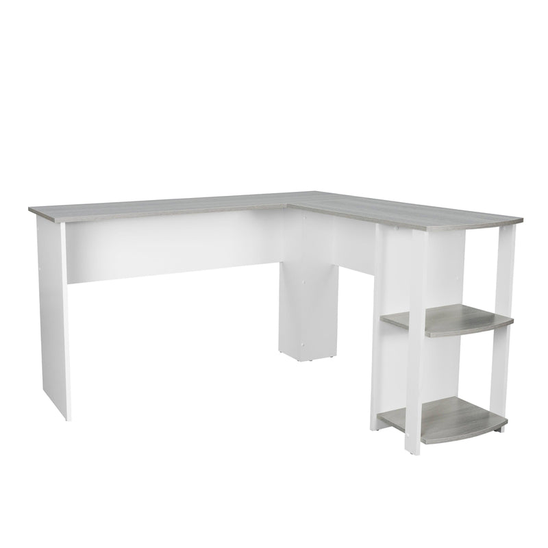 Techni MobiliModern L-Shaped Desk with Side Shelves, Grey
